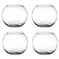 Floral Supply Online - 6" Rose Bowls (Set of 4) - Glass Round Vases for Weddings, Events, Decorating, Arrangements, Flowers, Office, or Home Decor.