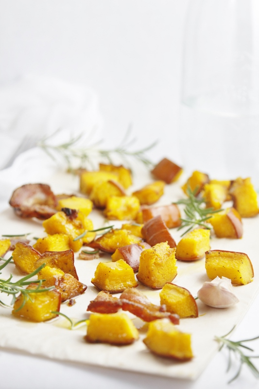 Roasted Pumpkin with Bacon and Rosemary www.bellalimento.com