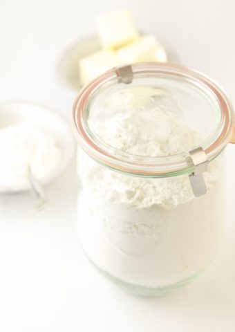 homemade baking mix in glass jar