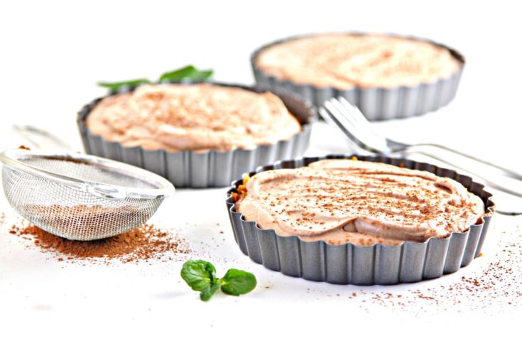 Ginger Snap Crusted Chocolate Mousse Tarts with fork
