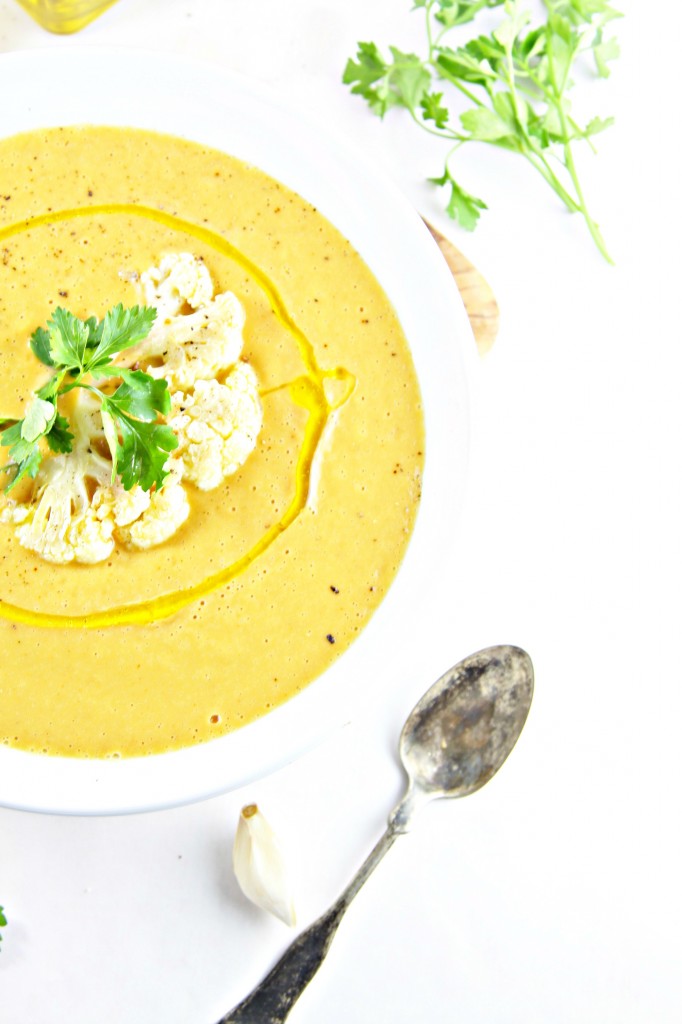 Roasted Curried Cauliflower Soup #soup #cauliflower #glutenfree #vegetarian