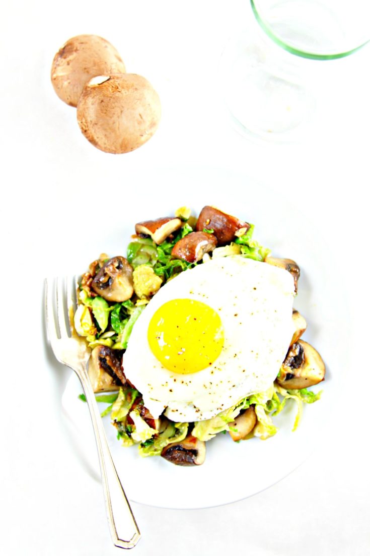 Sauteed Sprouts and Shrooms Hash with Bacon