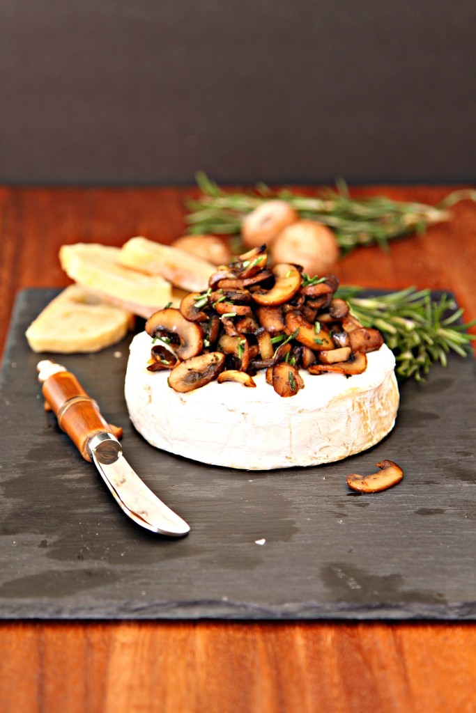 Savory Baked Brie with Crispy Mushrooms