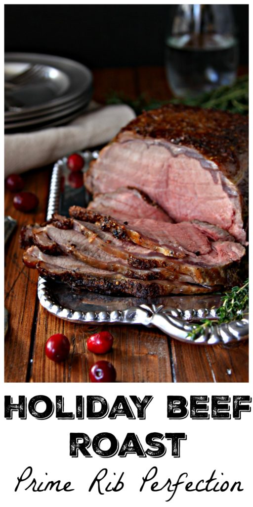The Perfect Holiday Beef Roast on silver tray sliced