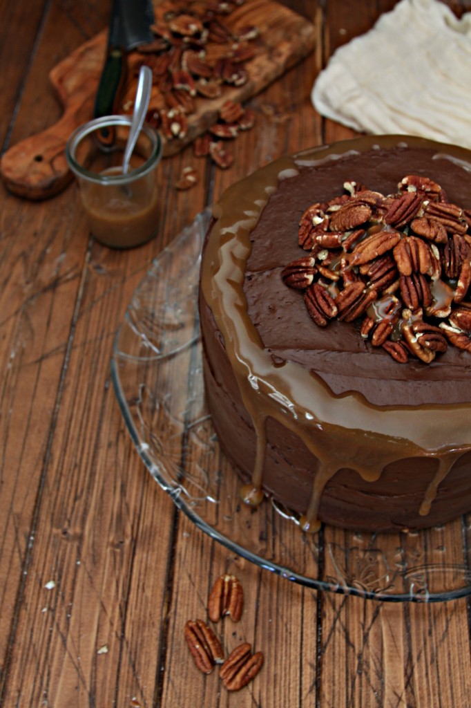Chocolate Bourbon Pecan Cake