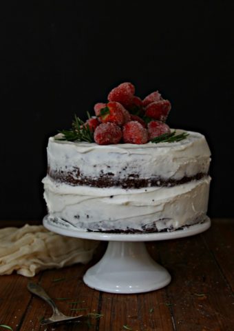 Naked Cake with Sugared Berries