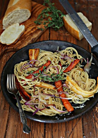 Spaghetti with Roasted Root Vegetables
