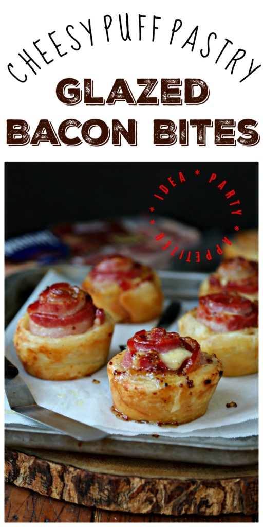 Up your appetizer game with these easy and delicious Glazed Bacon and Havarti Puff Pastry Bites #appetizer #bacon #puffpastry #fingerfood #partyfood #tailgating