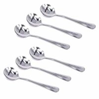 KINGSUPER Stainless Steel Table Soup Spoon (Set of 6 round)