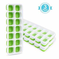 Adoric Life 3 Pack Easy Release Silicone Ice Cube Trays with Spill-Resistant Lids, 14 Shaped Cubes Each with Cover, Flexible Rubber Ice Molds for Whisky, Cocktail, Bourbon, LFGB Certified & BPA Free