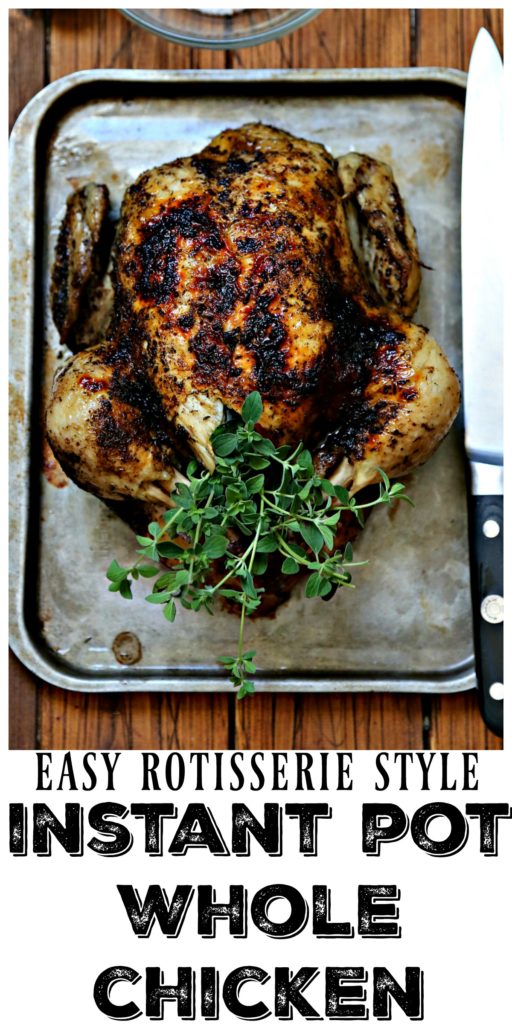 whole chicken on baking sheet with thyme.